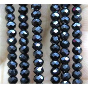 tiny Black Spinel seed Beads, faceted rondelle, approx 1.5x2mm [GMOT1064]