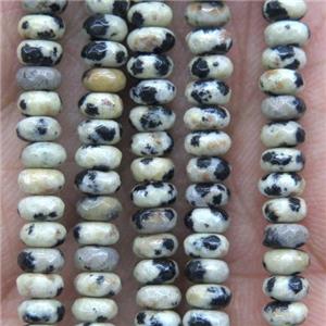 tiny black spotted dalmatian jasper beads, faceted rondelle, approx 2x4mm [GMOT1067]