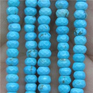 tiny turquoise beads, faceted rondelle, approx 2x4mm [GMOT1068]