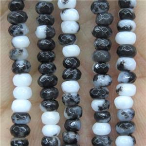 black zebra jasper beads, faceted rondelle, approx 2x4mm [GMOT1071]