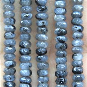 tiny black labradorite beads, faceted rondelle, approx 2x4mm [GMOT1072]