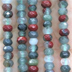 tiny African bloodstone jasper beads, faceted rondelle, approx 2x4mm [GMOT1073]