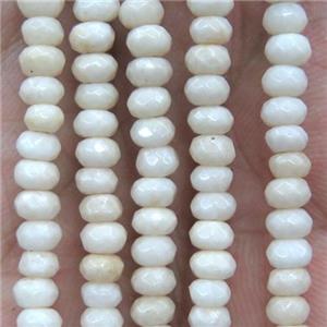 tiny white jade beads, faceted rondelle, approx 2x4mm [GMOT1078]
