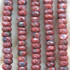 tiny red jasper beads, faceted rondelle, approx 2x4mm [GMOT1079]