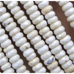 tiny white howlite turquoise beads, faceted rondelle, approx 2x4mm [GMOT1082]