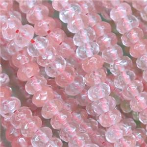tiny cherry quartz bead, faceted rondelle, approx 2x4mm [GMOT1083]