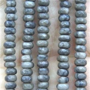 tiny coffee jade bead, faceted rondelle, approx 2x4mm [GMOT1084]