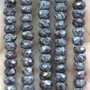 tiny red snowflake jasper beads, faceted rondelle, approx 2x4mm [GMOT1089]