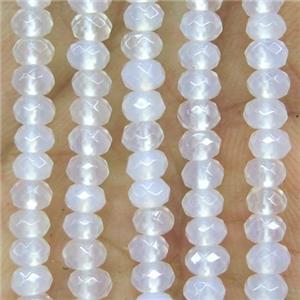 tiny white Agate Beads, faceted rondelle, approx 2x4mm [GMOT1097]