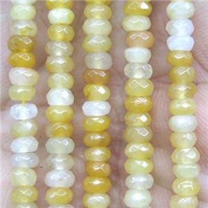 tiny yellow jade beads, faceted rondelle, approx 2x4mm [GMOT1098]