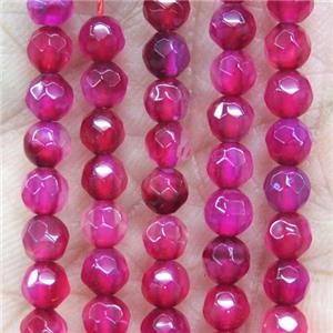 tiny hotpink Agate beads, faceted round, approx 4mm dia [GMOT1099]