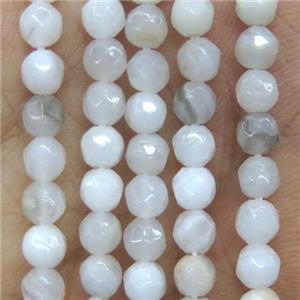 tiny Chinese white crazy agate beads, faceted round, approx 4mm dia [GMOT1107]