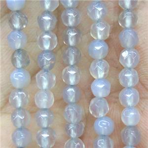 tiny gray agate beads, faceted round, approx 4mm dia [GMOT1110]