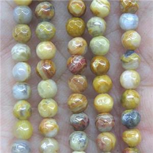 tiny yellow crazy agate beads, faceted round, approx 4mm dia [GMOT1111]