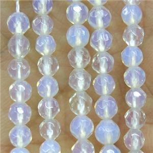 tiny white opalite beads, faceted round, approx 4mm dia [GMOT1115]
