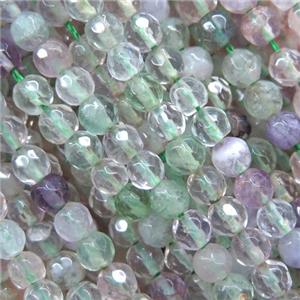 tiny green Fluorite bead, faceted round, approx 4mm dia [GMOT1116]