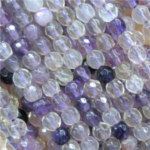 tiny purple Fluorite bead, faceted round, approx 4mm dia [GMOT1117]