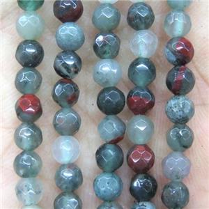 tiny African bloodstone beads, green, faceted round, approx 4mm dia [GMOT1121]