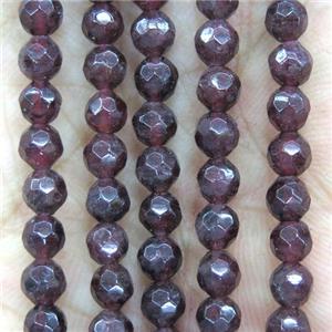 tiny red garnet beads, faceted round, approx 4mm dia [GMOT1126]
