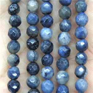 tiny blue jasper beads, faceted round, grade AB, approx 4mm dia [GMOT1127]