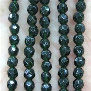 tiny green sandstone beads, faceted round, approx 4mm dia [GMOT1130]