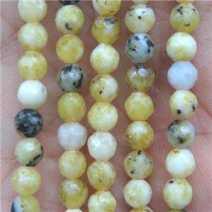 tiny lemon jade beads, faceted round, approx 4mm dia [GMOT1132]