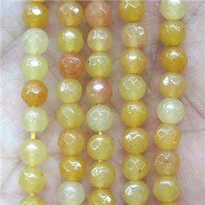 tiny orange jade beads, faceted round, approx 4mm dia [GMOT1134]