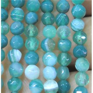 green striped agate beads, faceted round, approx 4mm dia [GMOT859]