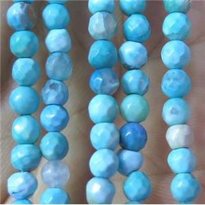aqua agate beads, faceted round, approx 4mm dia [GMOT860]