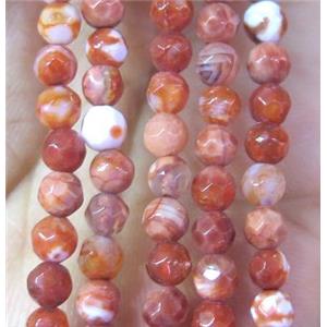 Tiny red fire agate bead, faceted round, approx 4mm dia [GMOT863]