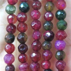 Tiny agate bead, faceted round, ruby, approx 4mm dia [GMOT872]