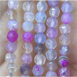 Tiny agate bead, faceted round, mix color, approx 4mm dia [GMOT875]