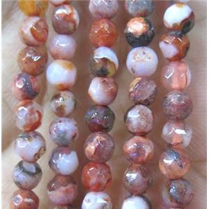 Tiny red agate bead, faceted round, approx 4mm dia [GMOT876]