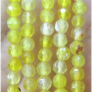 Tiny yellow agate beads, faceted round, approx 4mm dia [GMOT878]