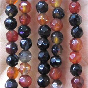 Tiny agate bead, faceted round, approx 4mm dia [GMOT879]