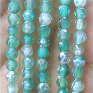 Tiny green fire agate bead, faceted round, approx 4mm dia [GMOT880]