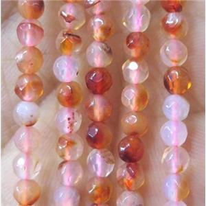 Tiny agate bead, faceted round, approx 4mm dia [GMOT881]