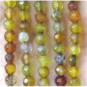Tiny agate beads, faceted round, olive, approx 4mm dia [GMOT883]