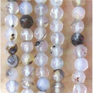 Tiny heihua Agate beads, faceted round, approx 4mm dia [GMOT885]