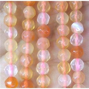 Tiny pink agate bead, faceted round, approx 4mm dia [GMOT887]