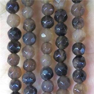 Tiny coffee agate bead, faceted round, approx 4mm dia [GMOT891]
