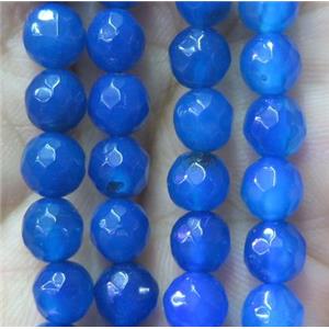 blue agate beads, faceted round, approx 6mm dia [GMOT895]