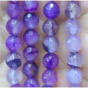 purple agate bead, faceted round, approx 6mm dia [GMOT898]