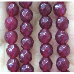 red agate bead, faceted round, approx 6mm dia [GMOT901]