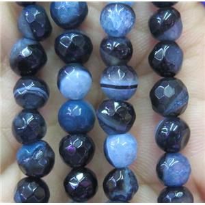 blue druzy agate bead, faceted round, approx 6mm dia [GMOT902]