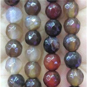 coffee agate beads, faceted round, approx 6mm dia [GMOT903]