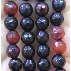 black agate bead, faceted round, approx 6mm dia [GMOT909]
