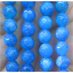 blue agate bead, faceted round, approx 6mm dia [GMOT911]