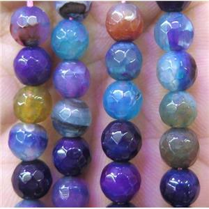 agate bead, faceted round, mix color, approx 6mm dia [GMOT914]