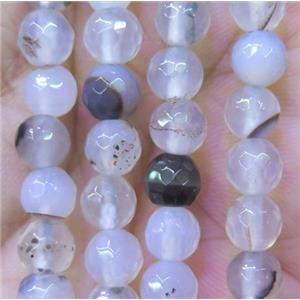 agate bead, faceted round, white, approx 6mm dia [GMOT915]
